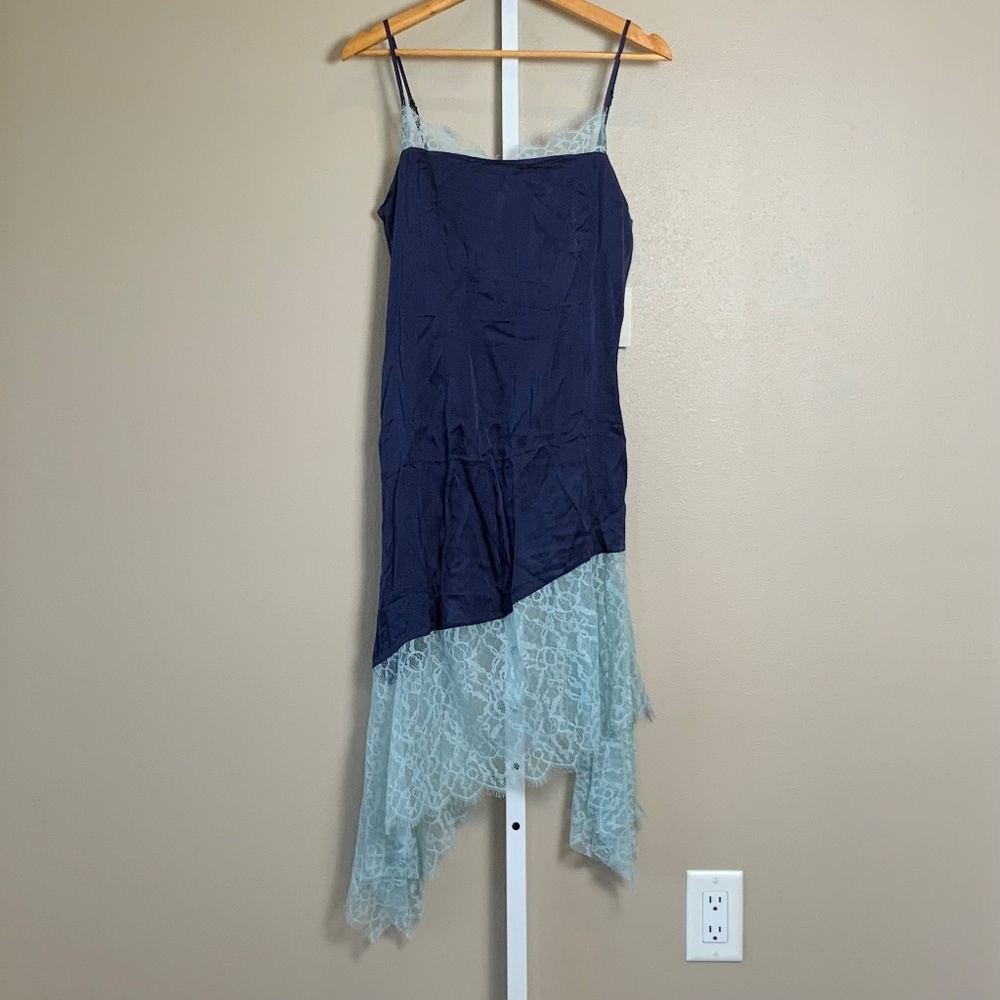 Anthropologie Lace-Trimmed Asymmetrical Midi Slip Dress - Picture 4 of 15